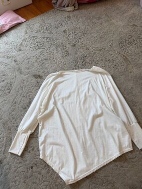 Women's White Long Sleeve Draped Top - Unbranded
